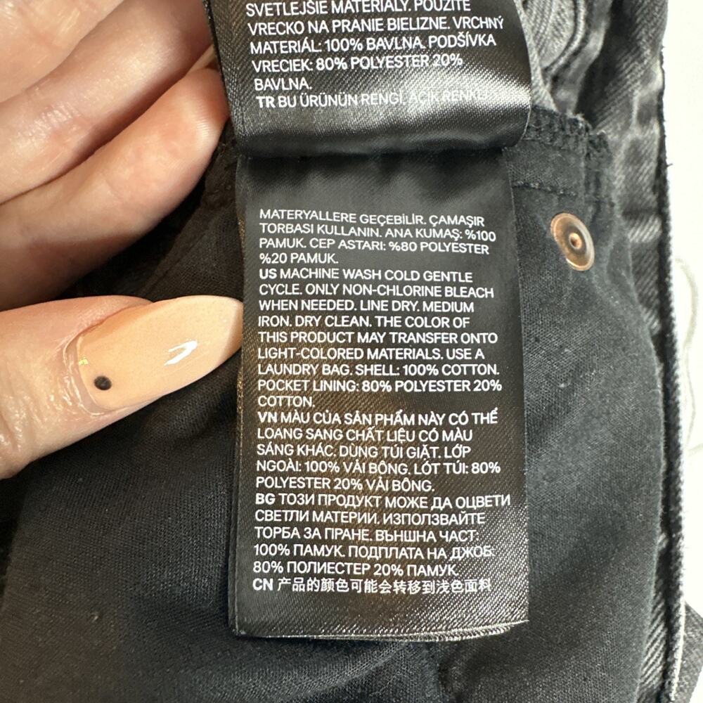 H&M Womens Size 4 Black Denim Mini Skirt High Waisted Distressed Frayed Jean - Picture 10 of 10